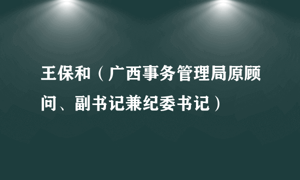 王保和（广西事务管理局原顾问、副书记兼纪委书记）