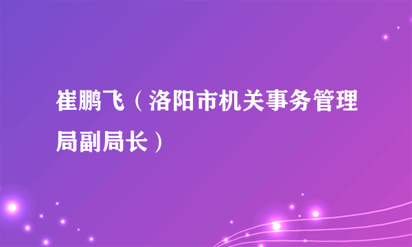 崔鹏飞（洛阳市机关事务管理局副局长）