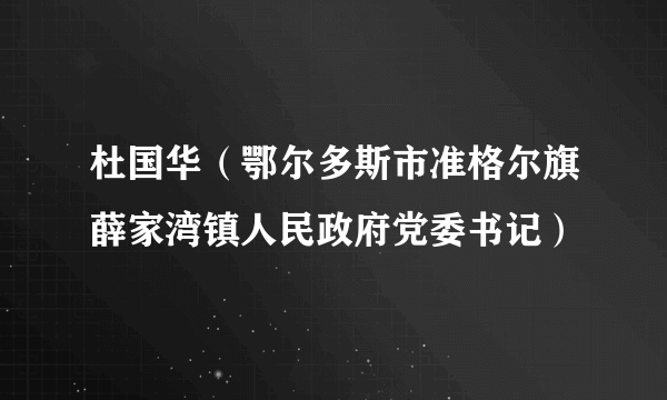 杜国华（鄂尔多斯市准格尔旗薛家湾镇人民政府党委书记）