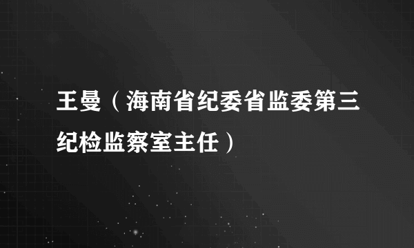 王曼（海南省纪委省监委第三纪检监察室主任）