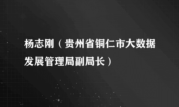 杨志刚（贵州省铜仁市大数据发展管理局副局长）