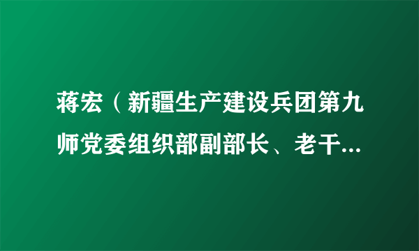 蒋宏（新疆生产建设兵团第九师党委组织部副部长、老干部局局长）