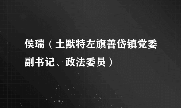 侯瑞（土默特左旗善岱镇党委副书记、政法委员）