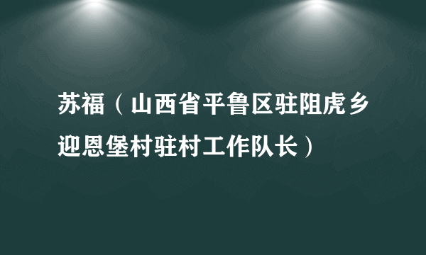 苏福（山西省平鲁区驻阻虎乡迎恩堡村驻村工作队长）