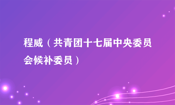 程威（共青团十七届中央委员会候补委员）