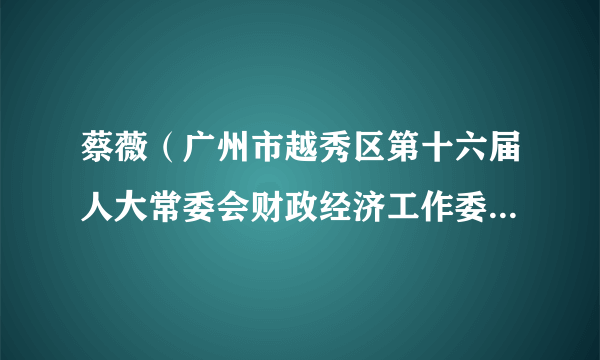 蔡薇（广州市越秀区第十六届人大常委会财政经济工作委员会主任）