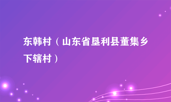 东韩村（山东省垦利县董集乡下辖村）