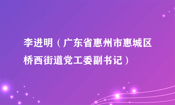 李进明（广东省惠州市惠城区桥西街道党工委副书记）