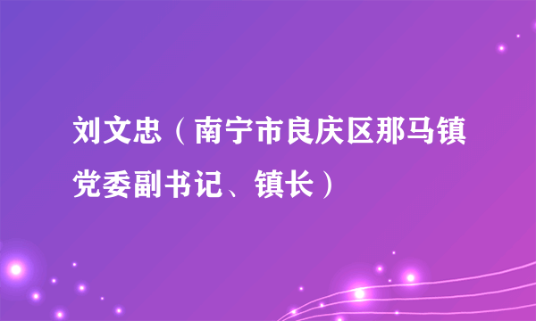 刘文忠（南宁市良庆区那马镇党委副书记、镇长）