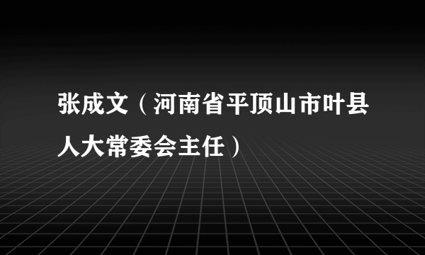 张成文（河南省平顶山市叶县人大常委会主任）