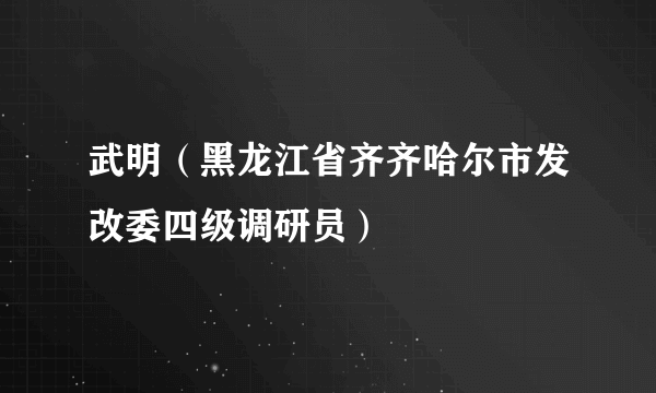 武明（黑龙江省齐齐哈尔市发改委四级调研员）