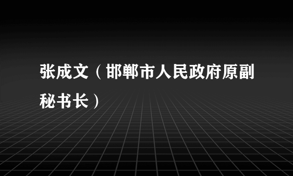 张成文（邯郸市人民政府原副秘书长）