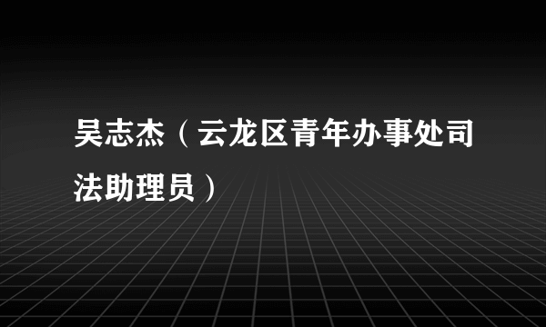 吴志杰（云龙区青年办事处司法助理员）