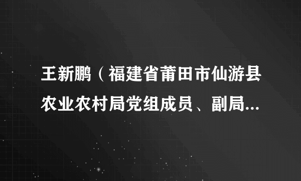 王新鹏（福建省莆田市仙游县农业农村局党组成员、副局长、副主任）