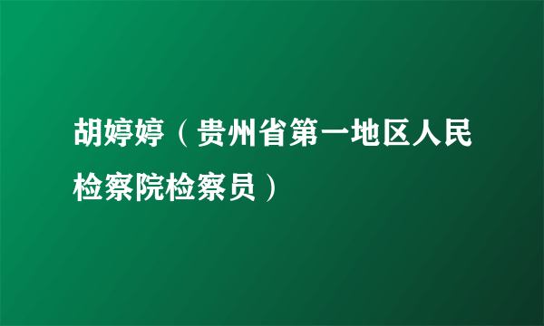 胡婷婷（贵州省第一地区人民检察院检察员）