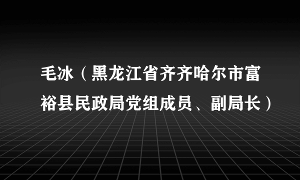 毛冰（黑龙江省齐齐哈尔市富裕县民政局党组成员、副局长）