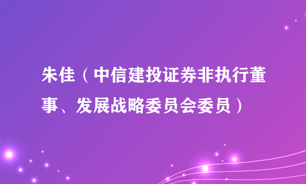 朱佳（中信建投证券非执行董事、发展战略委员会委员）