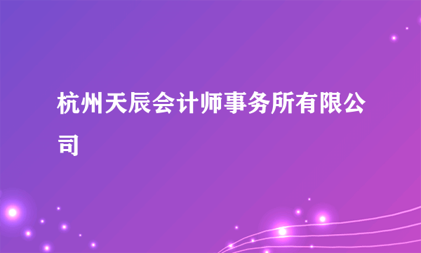 杭州天辰会计师事务所有限公司