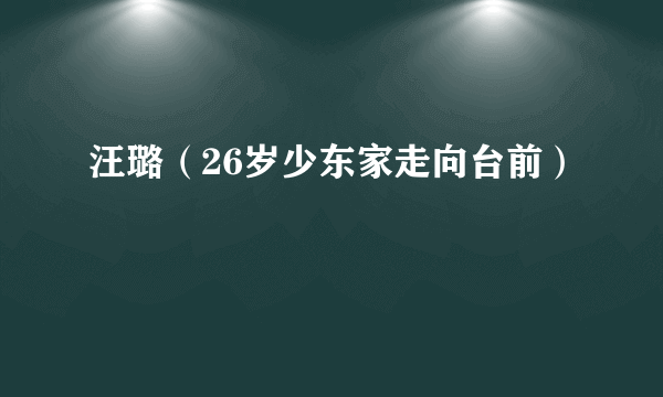 汪璐（26岁少东家走向台前）