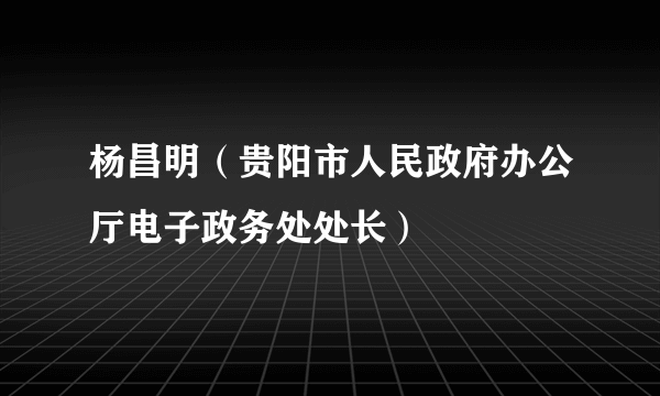 杨昌明（贵阳市人民政府办公厅电子政务处处长）