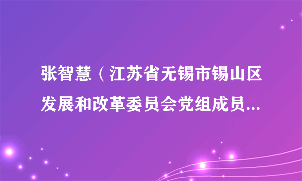 张智慧（江苏省无锡市锡山区发展和改革委员会党组成员、副主任）