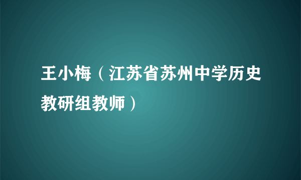 王小梅（江苏省苏州中学历史教研组教师）