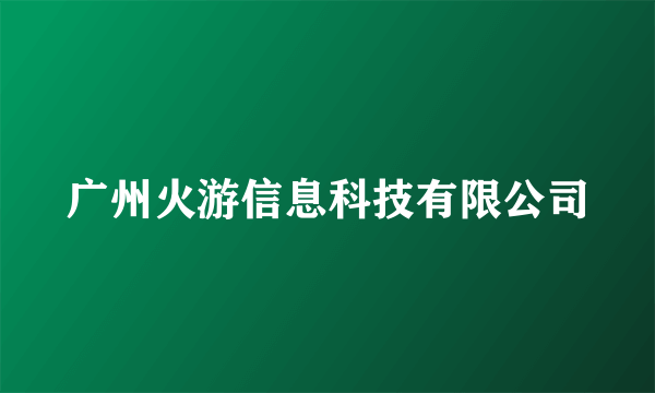 广州火游信息科技有限公司