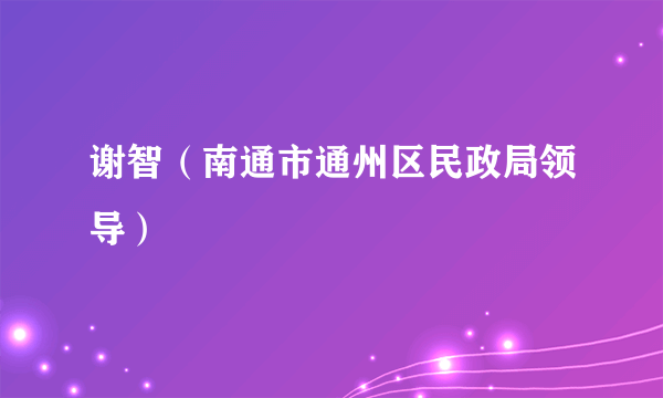 谢智（南通市通州区民政局领导）