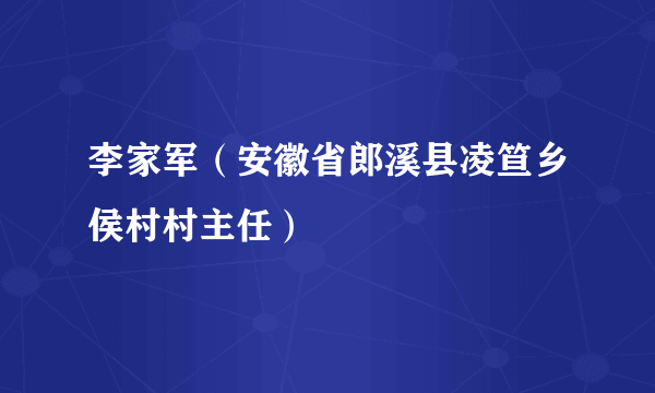 李家军（安徽省郎溪县凌笪乡侯村村主任）