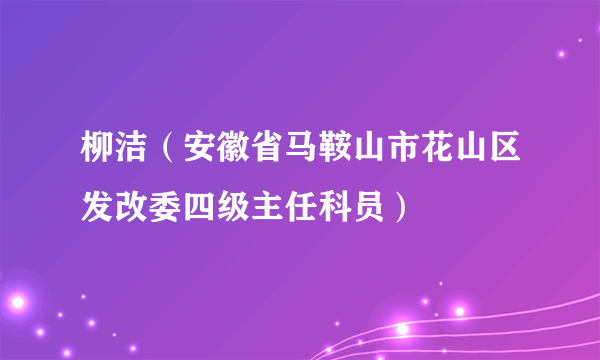 柳洁（安徽省马鞍山市花山区发改委四级主任科员）