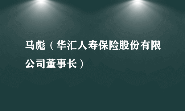 马彪（华汇人寿保险股份有限公司董事长）