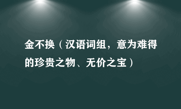 金不换（汉语词组，意为难得的珍贵之物、无价之宝）