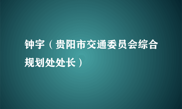 钟宇（贵阳市交通委员会综合规划处处长）