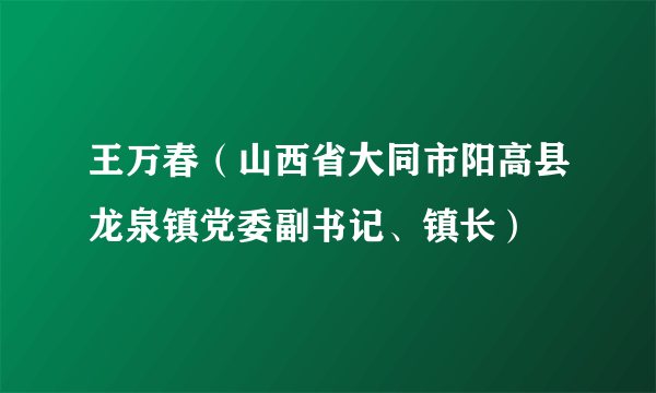 王万春（山西省大同市阳高县龙泉镇党委副书记、镇长）