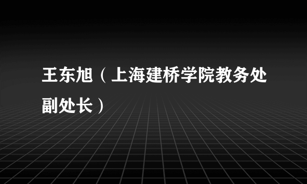 王东旭（上海建桥学院教务处副处长）