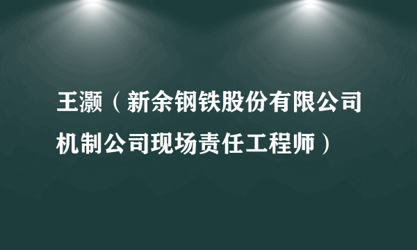 王灏（新余钢铁股份有限公司机制公司现场责任工程师）