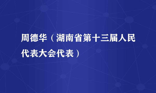 周德华（湖南省第十三届人民代表大会代表）