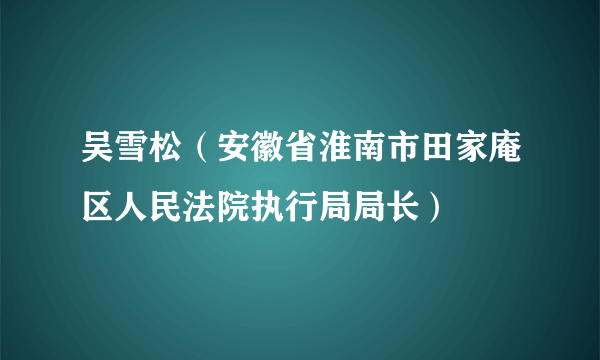 吴雪松（安徽省淮南市田家庵区人民法院执行局局长）