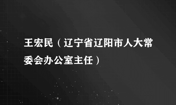 王宏民（辽宁省辽阳市人大常委会办公室主任）