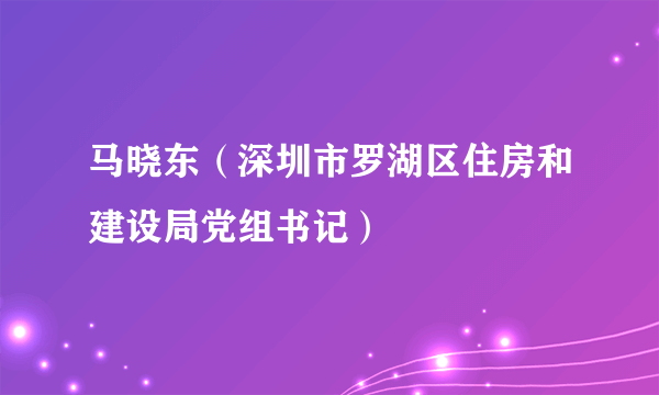 马晓东（深圳市罗湖区住房和建设局党组书记）