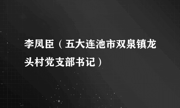 李凤臣（五大连池市双泉镇龙头村党支部书记）