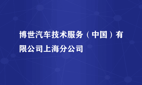 博世汽车技术服务（中国）有限公司上海分公司