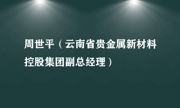 周世平（云南省贵金属新材料控股集团副总经理）