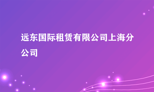 远东国际租赁有限公司上海分公司