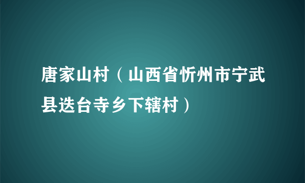 唐家山村（山西省忻州市宁武县迭台寺乡下辖村）