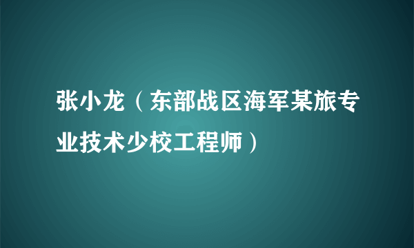 张小龙（东部战区海军某旅专业技术少校工程师）