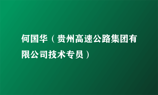 何国华（贵州高速公路集团有限公司技术专员）