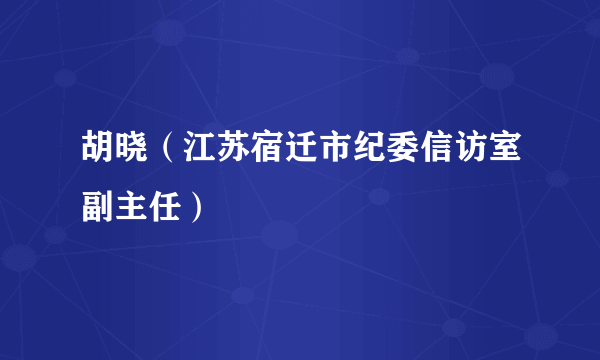 胡晓（江苏宿迁市纪委信访室副主任）