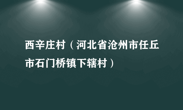 西辛庄村（河北省沧州市任丘市石门桥镇下辖村）