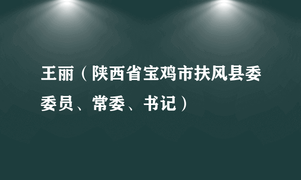 王丽（陕西省宝鸡市扶风县委委员、常委、书记）